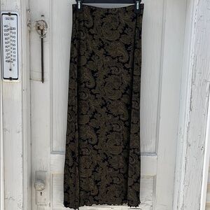 Black and Gold Paisley Skirt Susan Lawrence size L excellent condition (A)